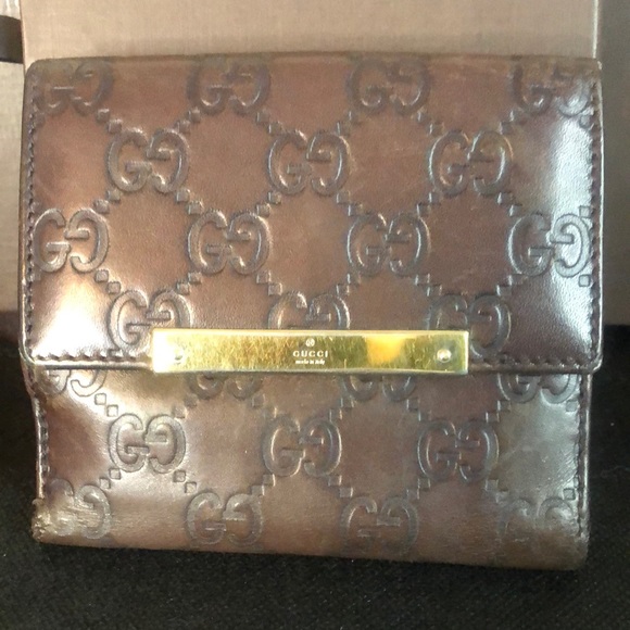 GUCCI Guccissima GG Brown Lambskin Bifold Wallet With Billfold & Coin Section - Picture 17 of 17